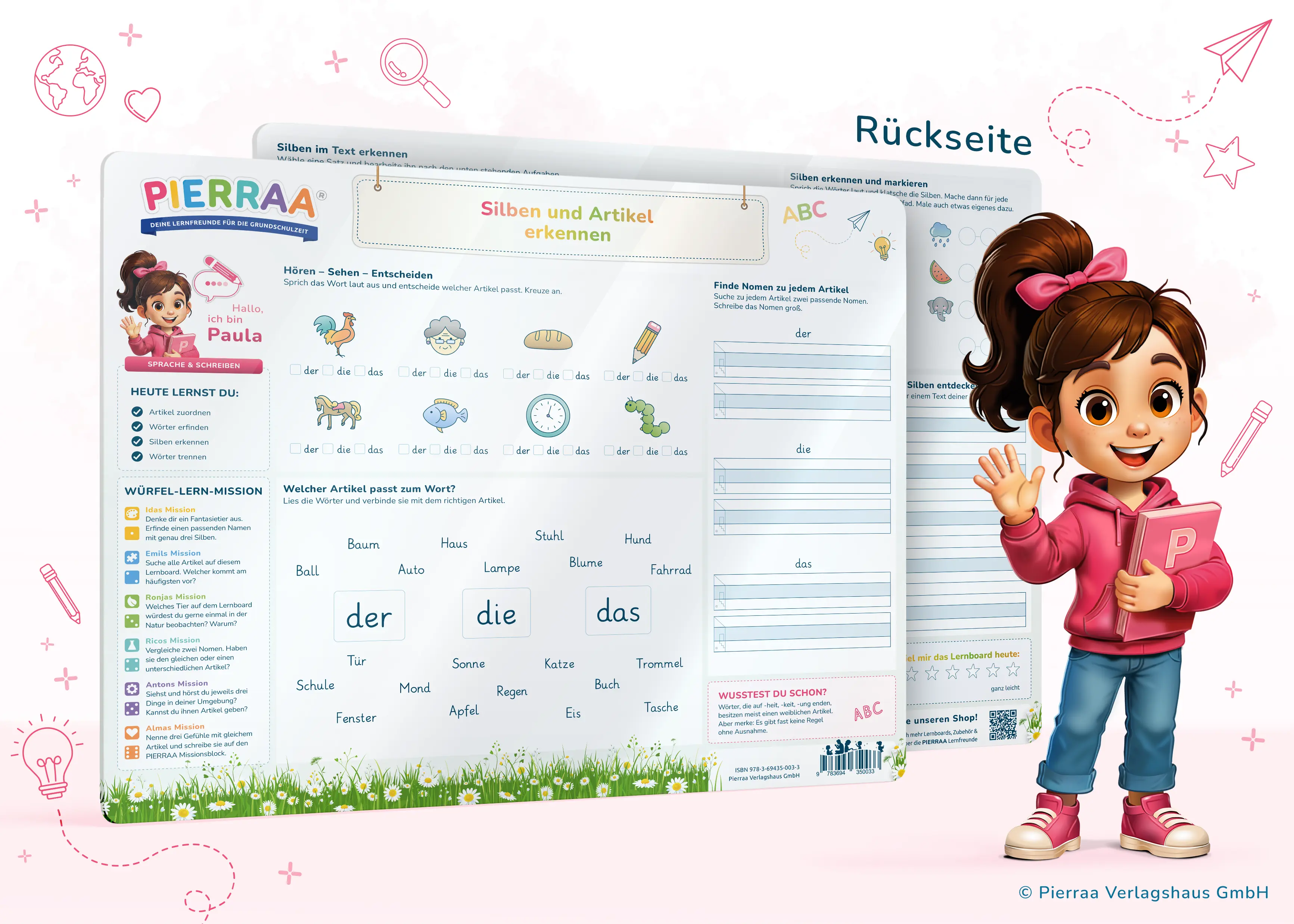 Lernboard Lernsystem Paula für die 1. Klasse zum Erkennen von Silben und Artikeln.