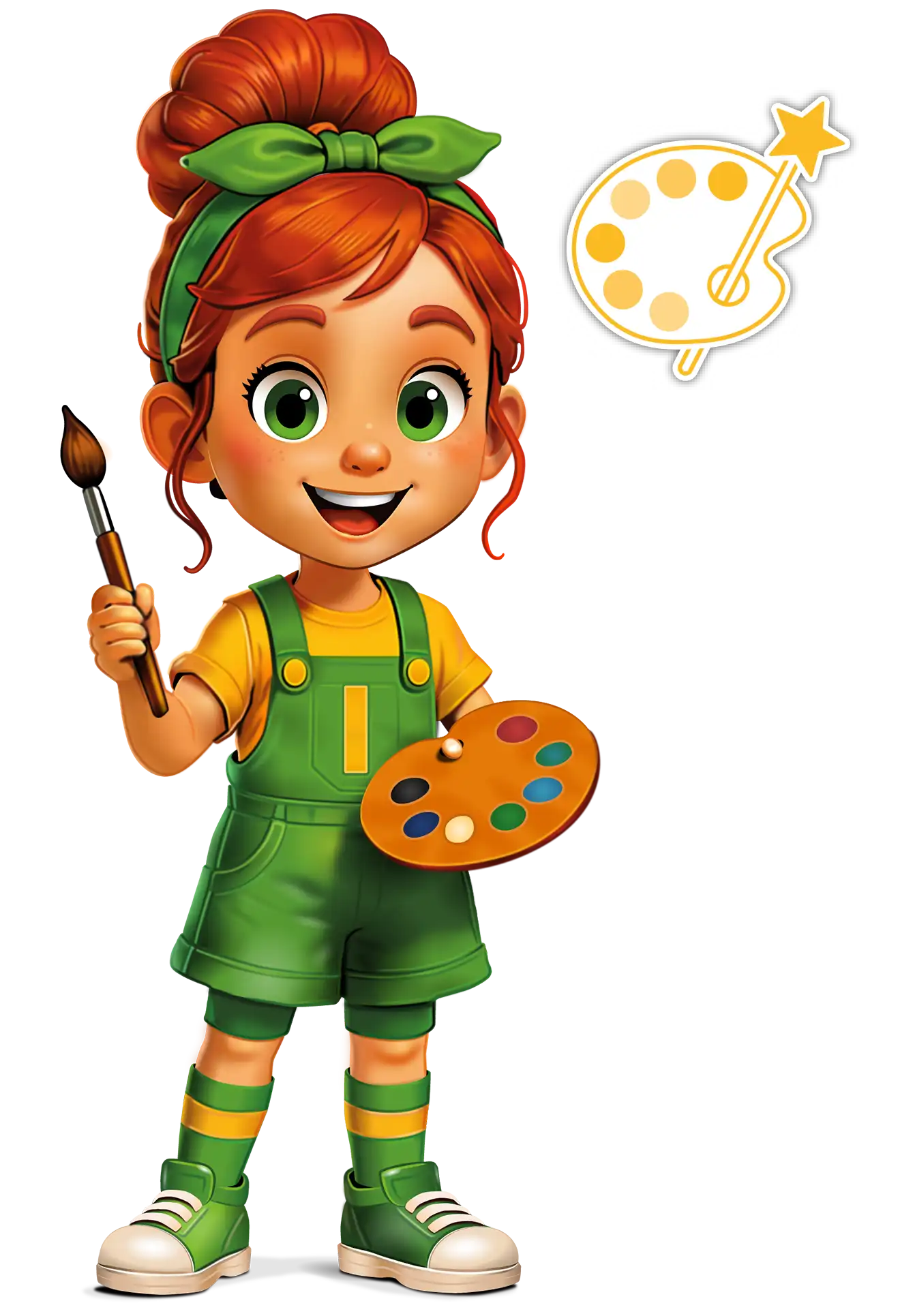 Figur Ida von Kidsworld mit Pinsel, Farbpalette und passendem Piktogramm Figur Ida von Kidsworld mit Pinsel, Farbpalette und passendem Piktogramm